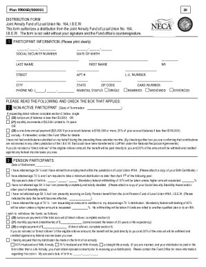 Fillable Online Annuity Distribution Form The Ibew Local Mission