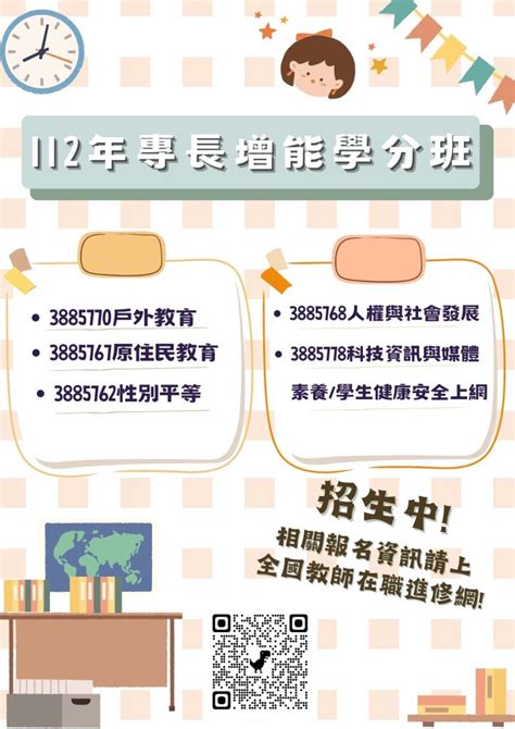 轉知國立屏東大學「112年專長增能學分班」 國立馬公高級中學