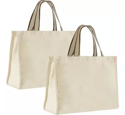 Ecobag Sacola De Lona 40x32x20cm Kit 2 Pçs Alça Caqui