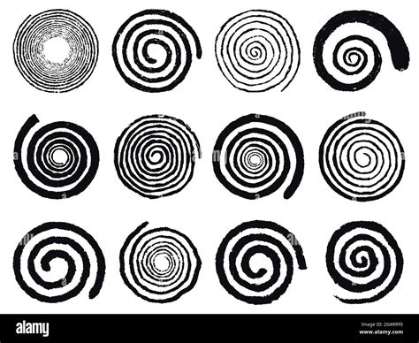 Grunge Spirals Swirling Abstract Simple Rotating Spirals Black Ink