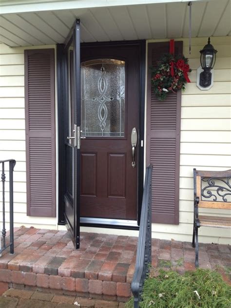 Pella Fiberglass Entry Door With Decorative Glass Entry New York