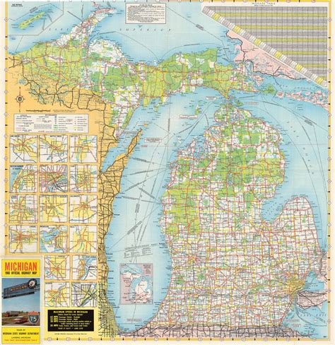 The First Michigan Map To Show The New Interstate Highway System 1960