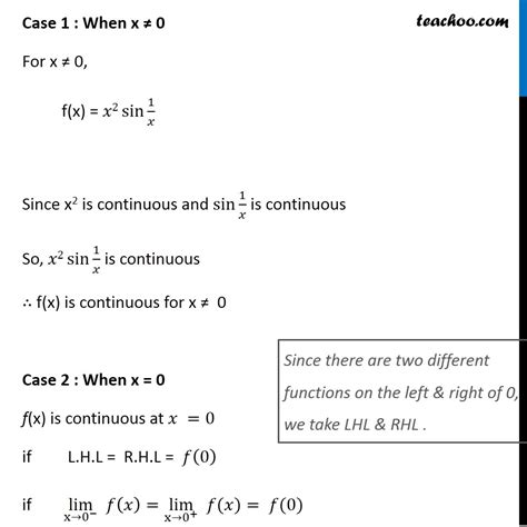 Ex 5 1 24 Determine If F X X2 Sin 1 X 0 Is Continuous