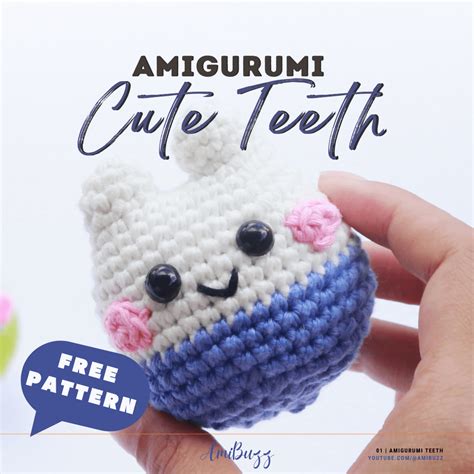 Cute Teeth Keychain Free Crochet Pattern Amigurumi Tutorial PDF In