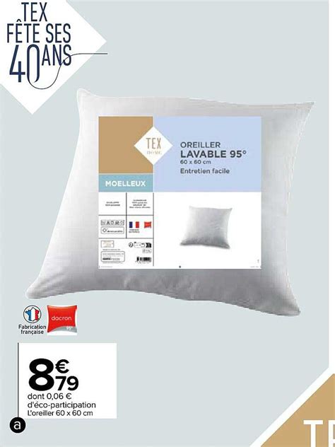 Promo L Oreiller X Cm Tex Chez Carrefour Icatalogue Fr