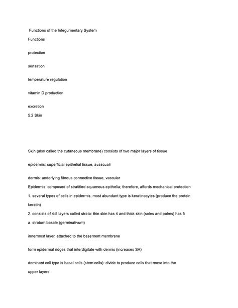 Functions of the Integumentary System - Functions of the Integumentary ...