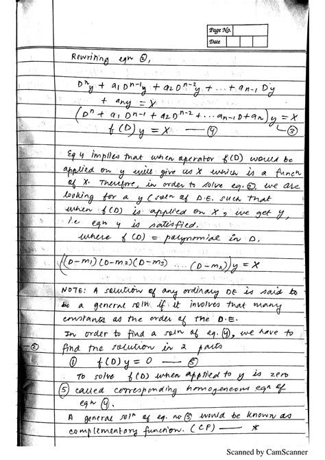 Solution Differential Equation Handwritten Notes A Toz Studypool