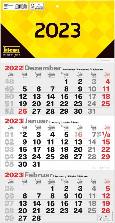 Idena Calendrier Mois Calendrier Mural Avec Curseur