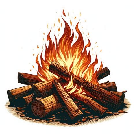 Bonfire On A White Background Premium Ai Generated Image