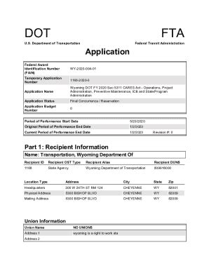 Fillable Online Wyoming Dot Fy Sec Cares Act Operations