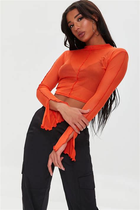 Mesh Tie Back Cutout Crop Top