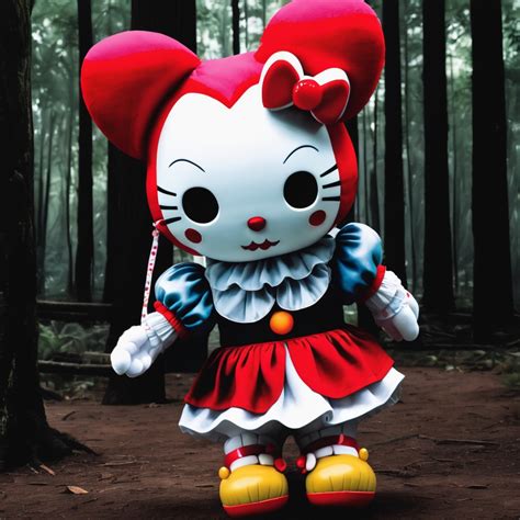 Pennywise Holding Hello Kitty Plushie In Forest