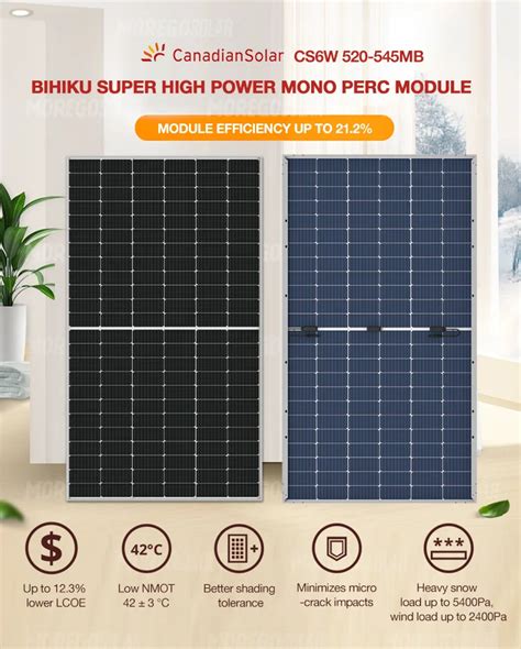 Canadian Solar Panel Price 540W 545W 550W 555W Mono Half Cell Solar