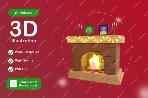 Premium PSD | 3d christmas fireplace