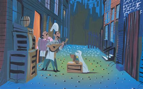 Eyvind Earle Concept Painting Of Lady Tramp Tony And Joe From Lady