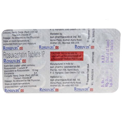 Rosuvas 10 Tablet 15 S Price Uses Side Effects Composition Apollo