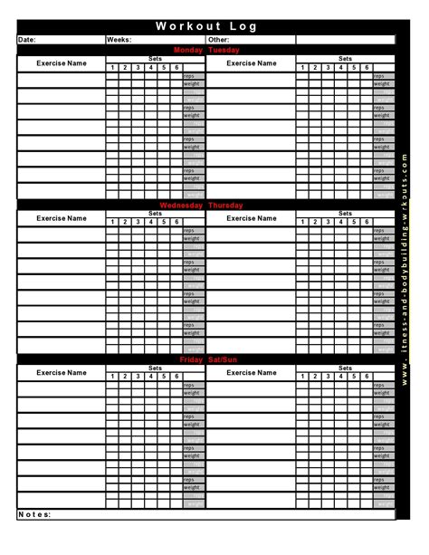 Useful Workout Log Templates Free Spreadsheets