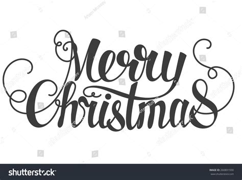 Merry Christmas Hand Lettering Isolated On White. Vector Image ...