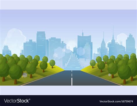 Road to city landscape Royalty Free Vector Image