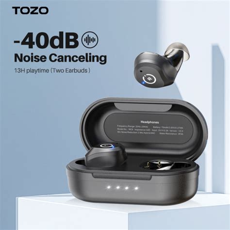 TOZO NC9 Hybrid Active Noise Cancelling Wireless Earbuds ANC In Ear