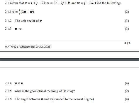 Solved 2 1 Given That U I J−2k V 3i−2j K And W J−5k Find