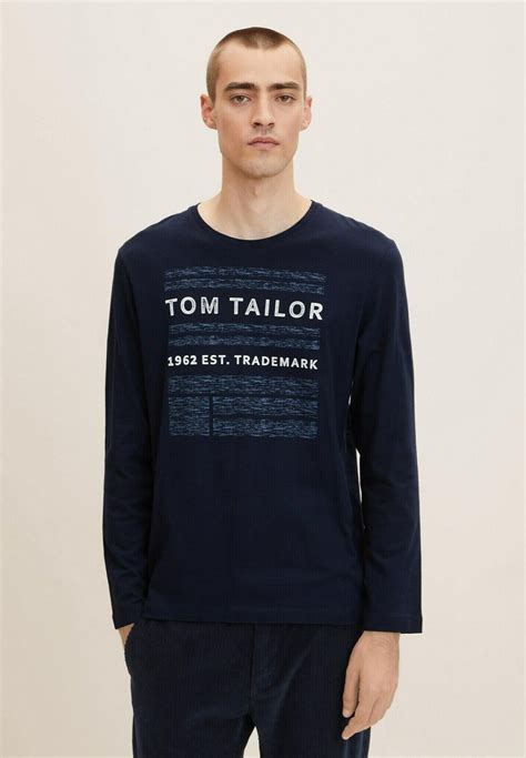 Tom Tailor Mit Print T Shirt à Manches Longues Sky Captain Blue