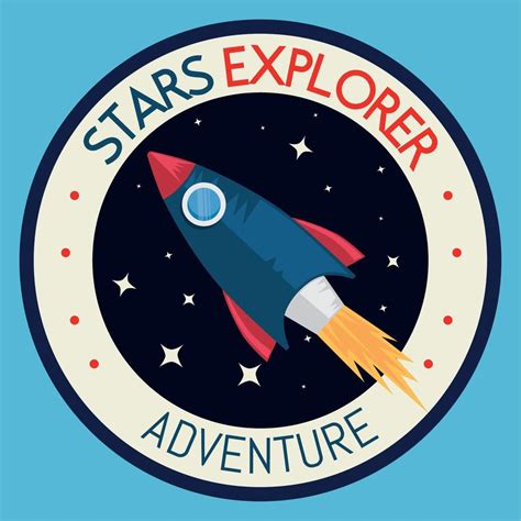 rocket adventure space retro sticker 11263647 Vector Art at Vecteezy