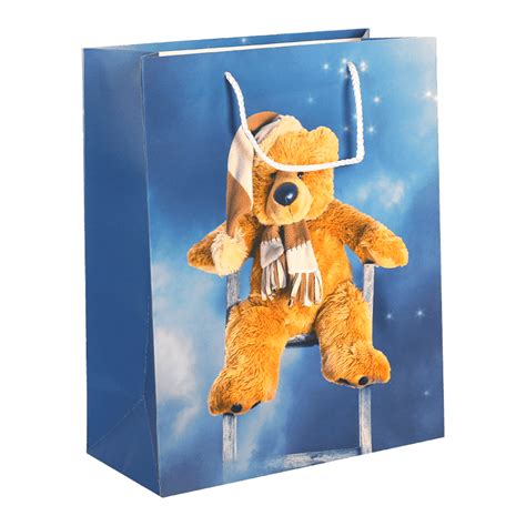 China ODM Teddy Bear Printed Baby Gift Bag With PP Rope Handles of