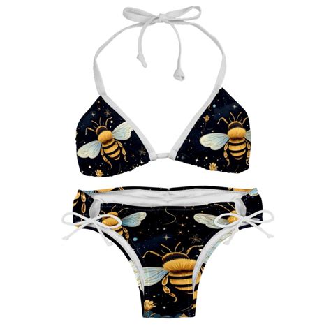 Starry Bees In The Sky Detachable Sponge Bikini Set Adjustable Strap One Piece Swimsuits Two