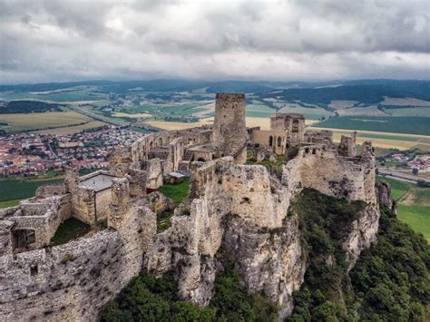 Spis castle slovakia stock photo. Image of flying, drone - 123979380