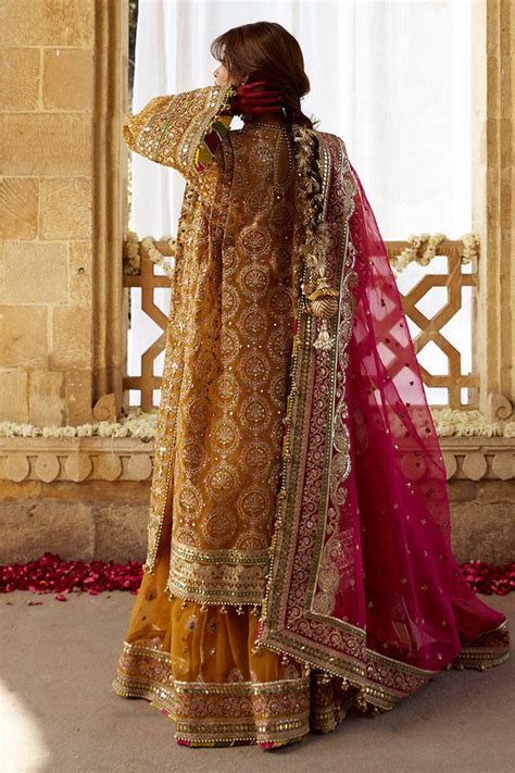 organza gharara kameez dupatta pakistani mehndi dress nameera  farooq
