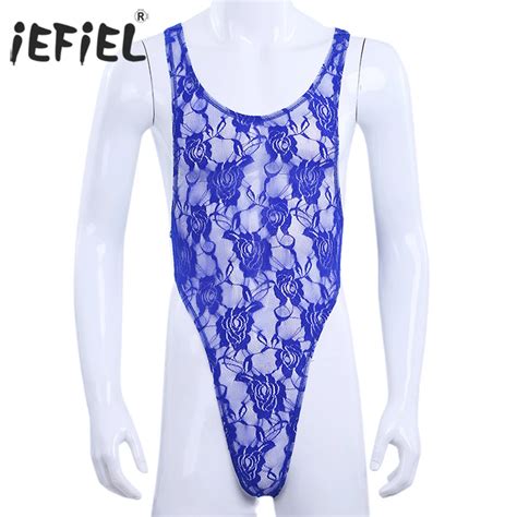 Aliexpress Buy IEFiEL Men Lingerie Body Suit Bodycon Floral Lace