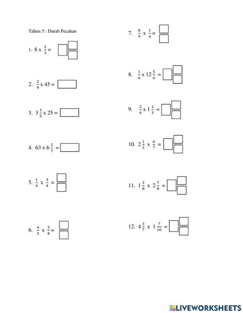 Matematik Tahun Darab Pecahan Worksheet Hot Sex Picture