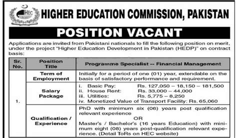 HEC Jobs 2023 In Pakistan Higher Education Commission Jobs