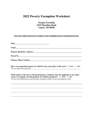 Fillable Online Poverty Property Tax Exemption Fax Email Print Pdffiller