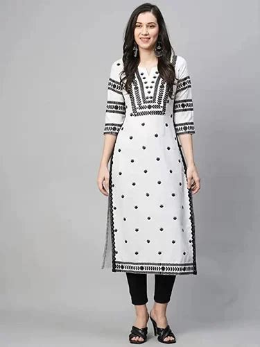 ANNI DESIGNER Women S Cotton Blend Embroidered Straight Kurta Stho