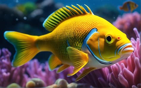 Premium AI Image | A photo of yellow fish in ocean under water view