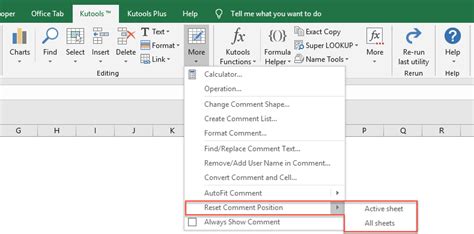 Quickly Reset All Comment Positions In Excel