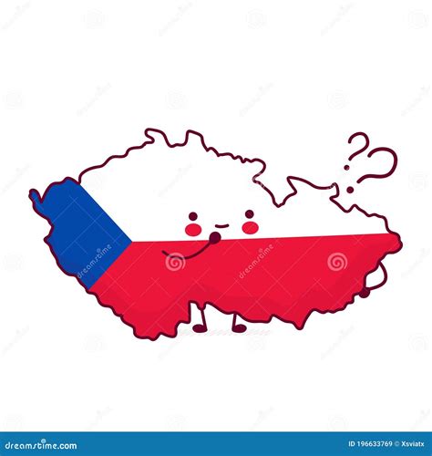 Cute Happy Funny Czech Republic Map And Flag Stock Vector