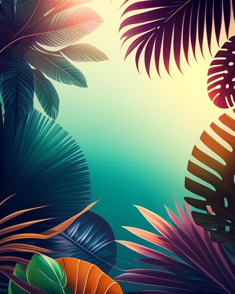 Un Colorido Fondo Tropical Con Plantas Tropicales Foto Premium