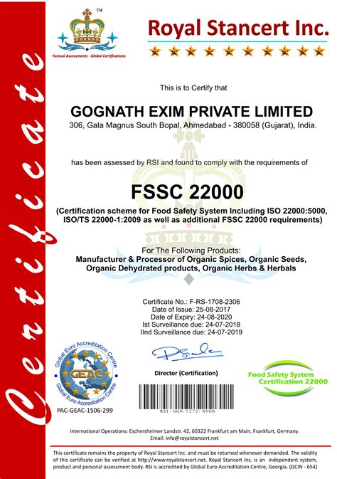 Fssc 22000 Certificate