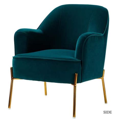 Jayden Creation Nora Teal Gold Metal Leg Velvet Accent Chair Chm A