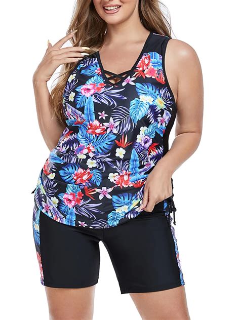 Tankini Estampado De Talla Grande Para Mujer Ba Ador De Dos Piezas De