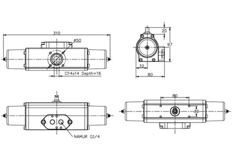 Pneumatic Actuator Scotch Yoke Type Rack And Pinion Scotch Yoke