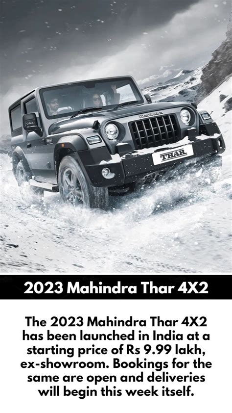 2023 Mahindra Thar 4x2 Launched Priced From Rs 9 99 Lakh Auto News