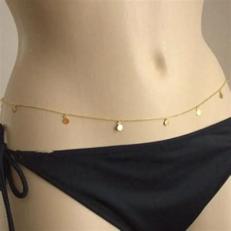 Sexy Body Chain Sequin Simple Gold Coin Belly Chain For Women Bikini