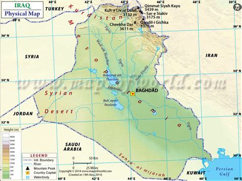 Physical Map of Iraq