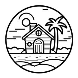 Beach House Coloring Delight - Coloring Page