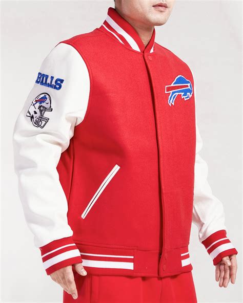 Nfl Buffalo Bills Old English Mens Rib Wool Varsity Jacket Redwhite