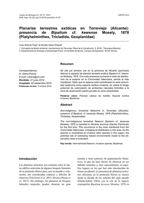 PDF Non Indigenous Terrestrial Flatworms In Torrevieja Alicante